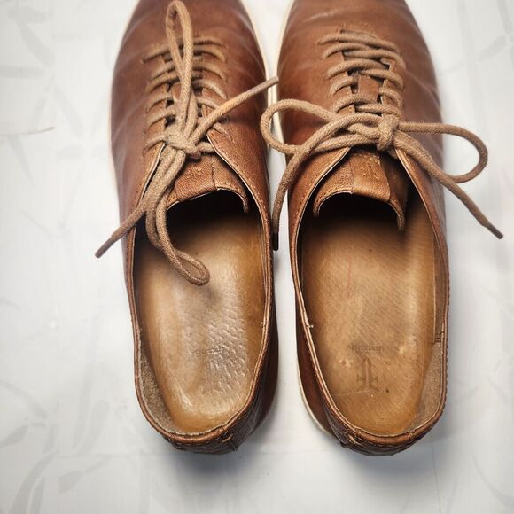 Frye Webster Leather Sneakers Low Cognac Lace Up Women Size 10M - Picture 7 of 10